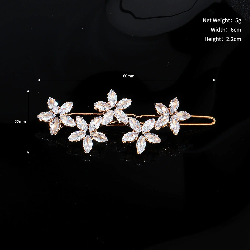 Hair Accessories Zircon Inlaid Side Clip Bangs Clip Back Head Clip For Women Plant Flowers Style - Image 9