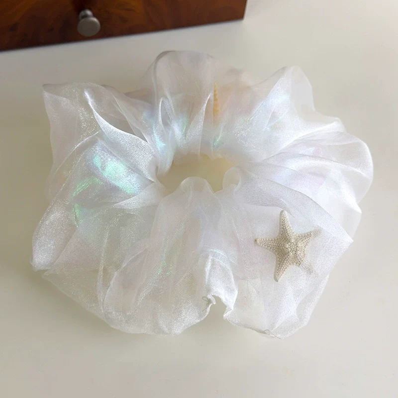 Hair Accessory Mesh Double Layer Starfish Shell Knitted Scrunchie - Image 6