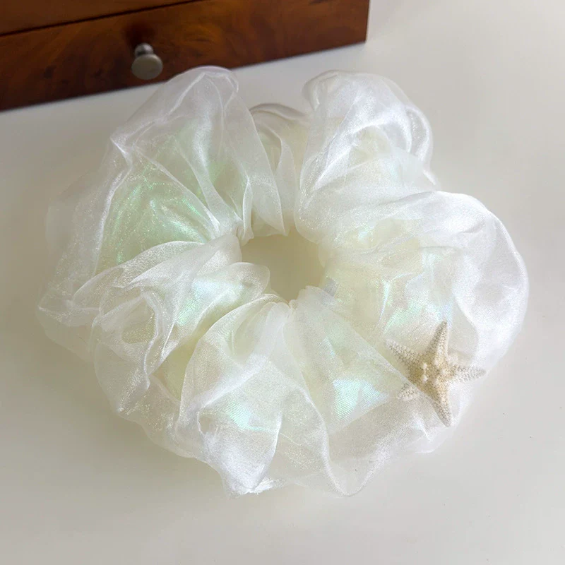 Hair Accessory Mesh Double Layer Starfish Shell Knitted Scrunchie - Image 7