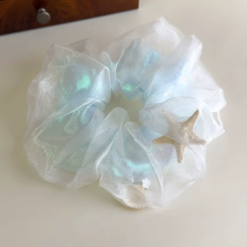Hair Accessory Mesh Double Layer Starfish Shell Knitted Scrunchie - Image 8