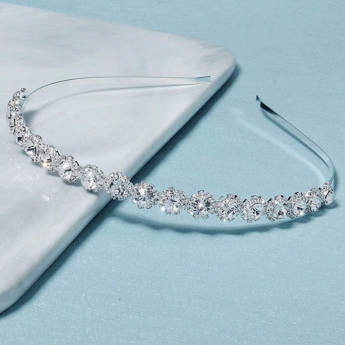 Hair Card Rhinestone Flower Electroplating Green Crystal Retro Style Women's Headwear - Image 3