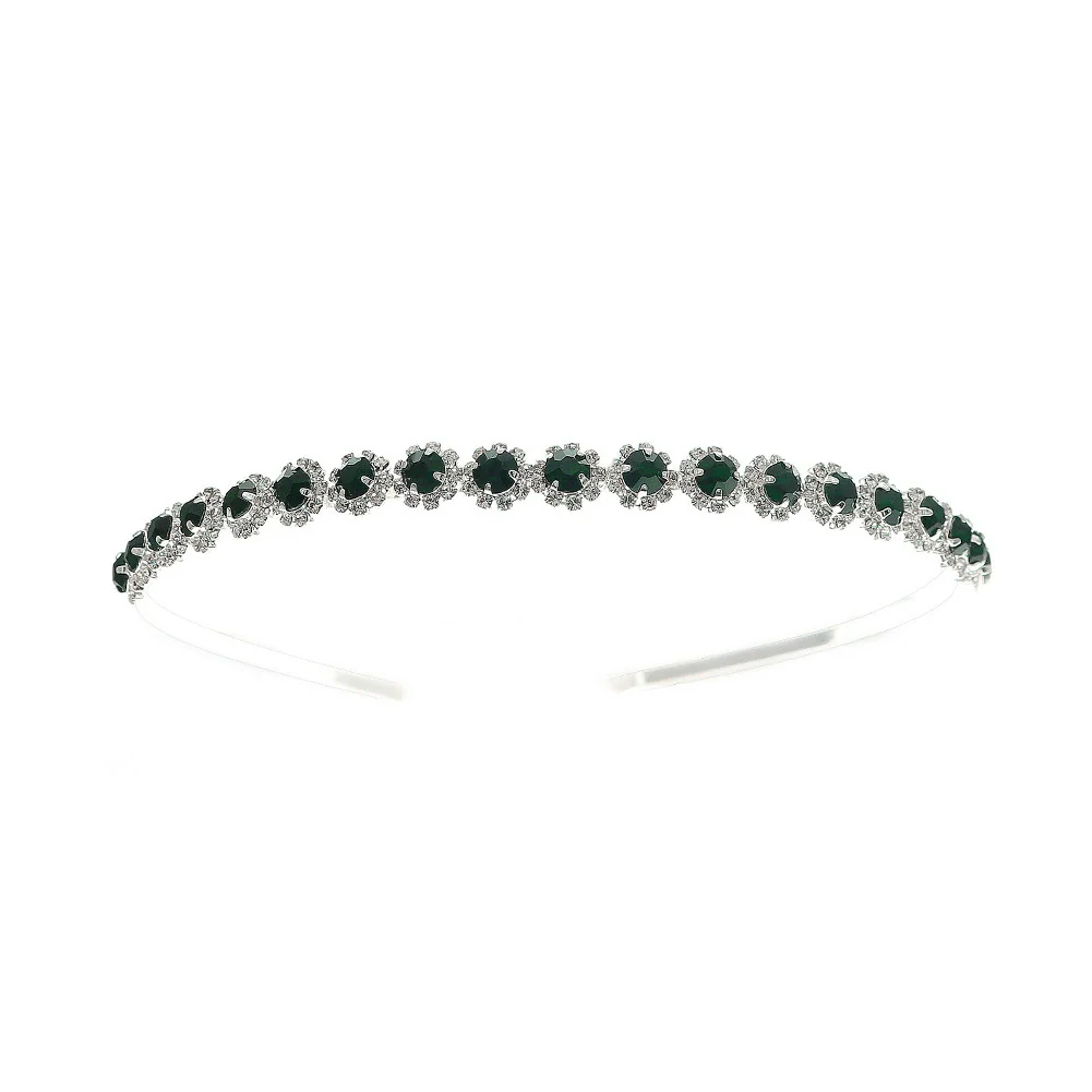Hair Card Rhinestone Flower Electroplating Green Crystal Retro Style Women's Headwear - Image 5