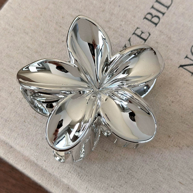 Hair Clip Silver Gold Flower Patterned Painted Women's Hair Accessory - Image 6