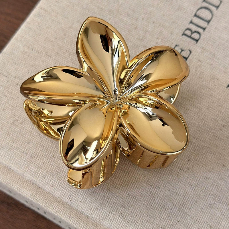 Hair Clip Silver Gold Flower Patterned Painted Women's Hair Accessory - Image 8