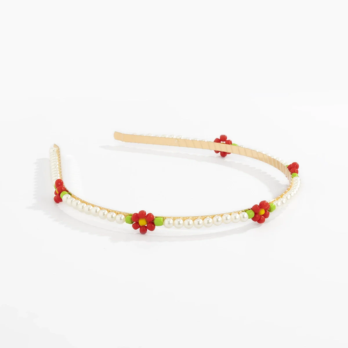 Hair Hoop Metal Daisy Flower Rice Bead Imitation Pearl Pastoral Style Geometric Hair Accessories - Image 5