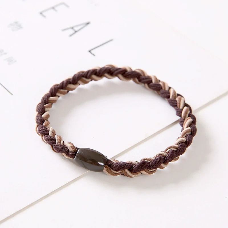 Hair Ring Braided Cloth Handmade Geometric Double Color Twist Braid - Image 7