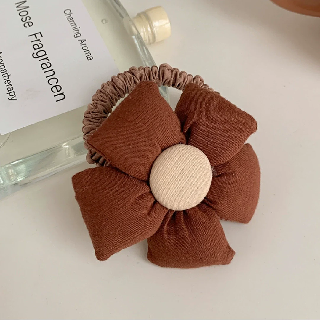 Hair Ring Fabric Flower Bow Drip Glue Handmade Inlaid Simple Hair Accessories For Girls - Image 13