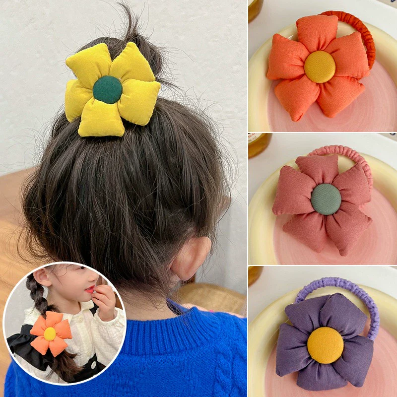Hair Ring Fabric Flower Bow Drip Glue Handmade Inlaid Simple Hair Accessories For Girls - Image 2