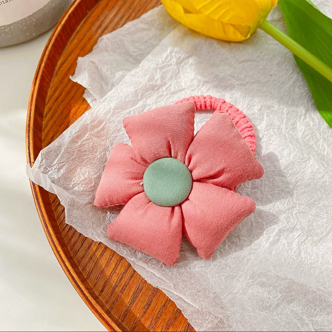 Hair Ring Fabric Flower Bow Drip Glue Handmade Inlaid Simple Hair Accessories For Girls - Image 6