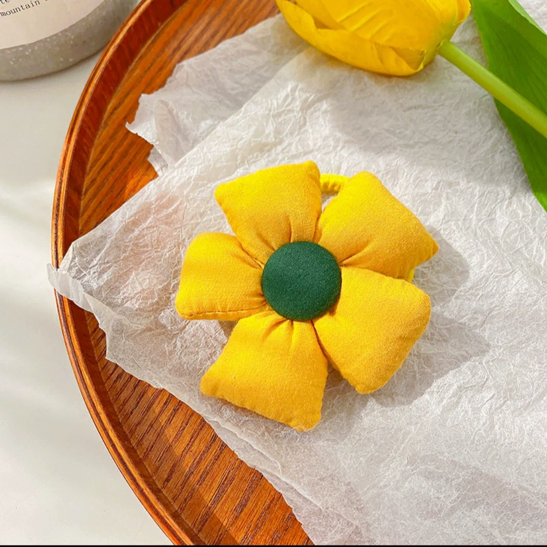 Hair Ring Fabric Flower Bow Drip Glue Handmade Inlaid Simple Hair Accessories For Girls - Image 7