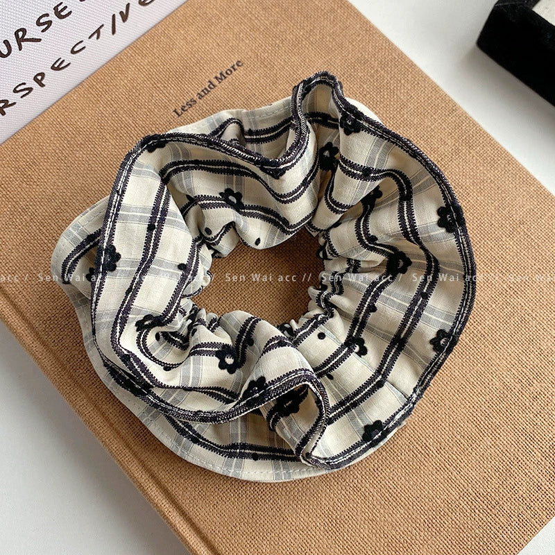 Hair Ring Fabric Handmade Small Fresh Flower Check Style For Women - Image 6