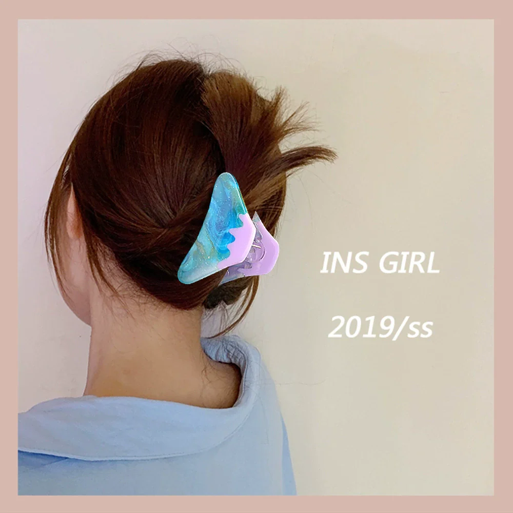 Hair Tail Clip Grabber Acrylic Simple Geometric Sculpture Women's Hair Accessory