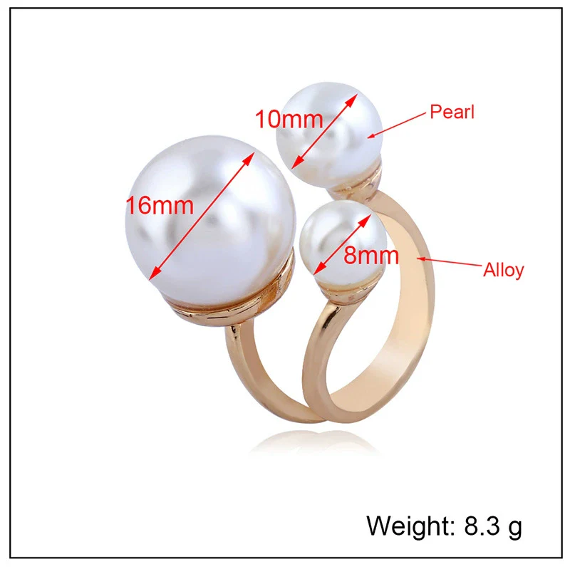 Hand Jewelry Creative Ring Pearl Joint Rhinestone Gold Plated Women's - Image 5