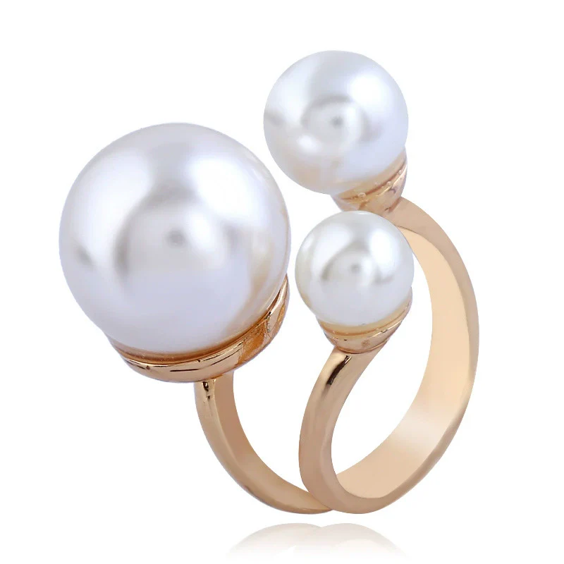 Hand Jewelry Creative Ring Pearl Joint Rhinestone Gold Plated Women's - Image 6