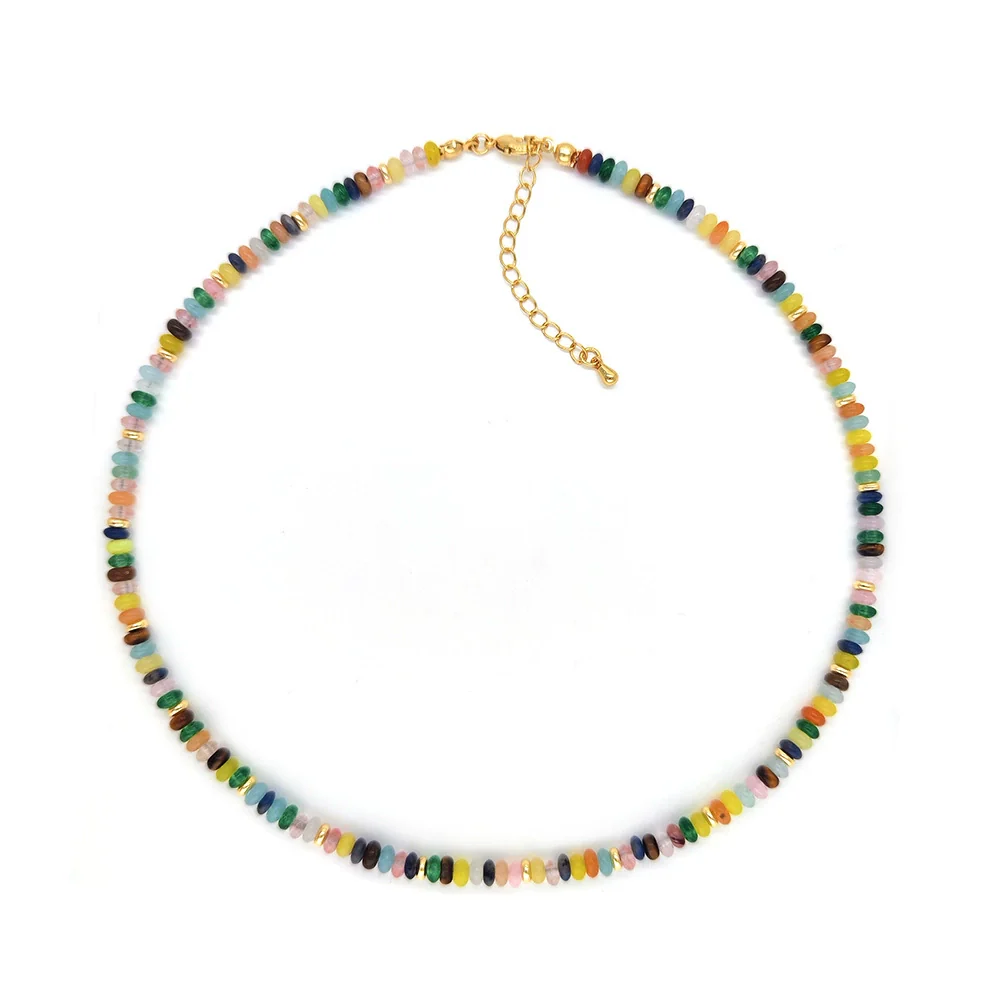 Handmade Beaded Multicolor Natural Stone Bracelet And Necklace Set With Stars Sun Moon Clouds Universe Pattern For Women - Image 4