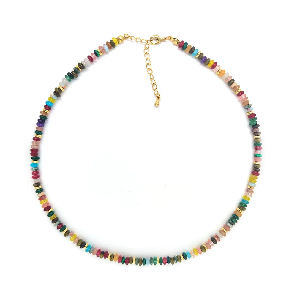Handmade Beaded Multicolor Natural Stone Bracelet And Necklace Set With Stars Sun Moon Clouds Universe Pattern For Women - Image 6