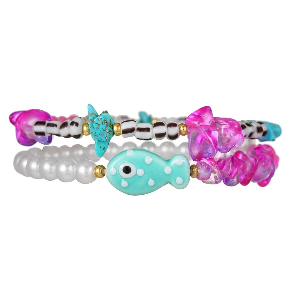 Handmade Ceramic Imitation Pearl Glass Geometric Beaded Bracelet For Men - Image 7