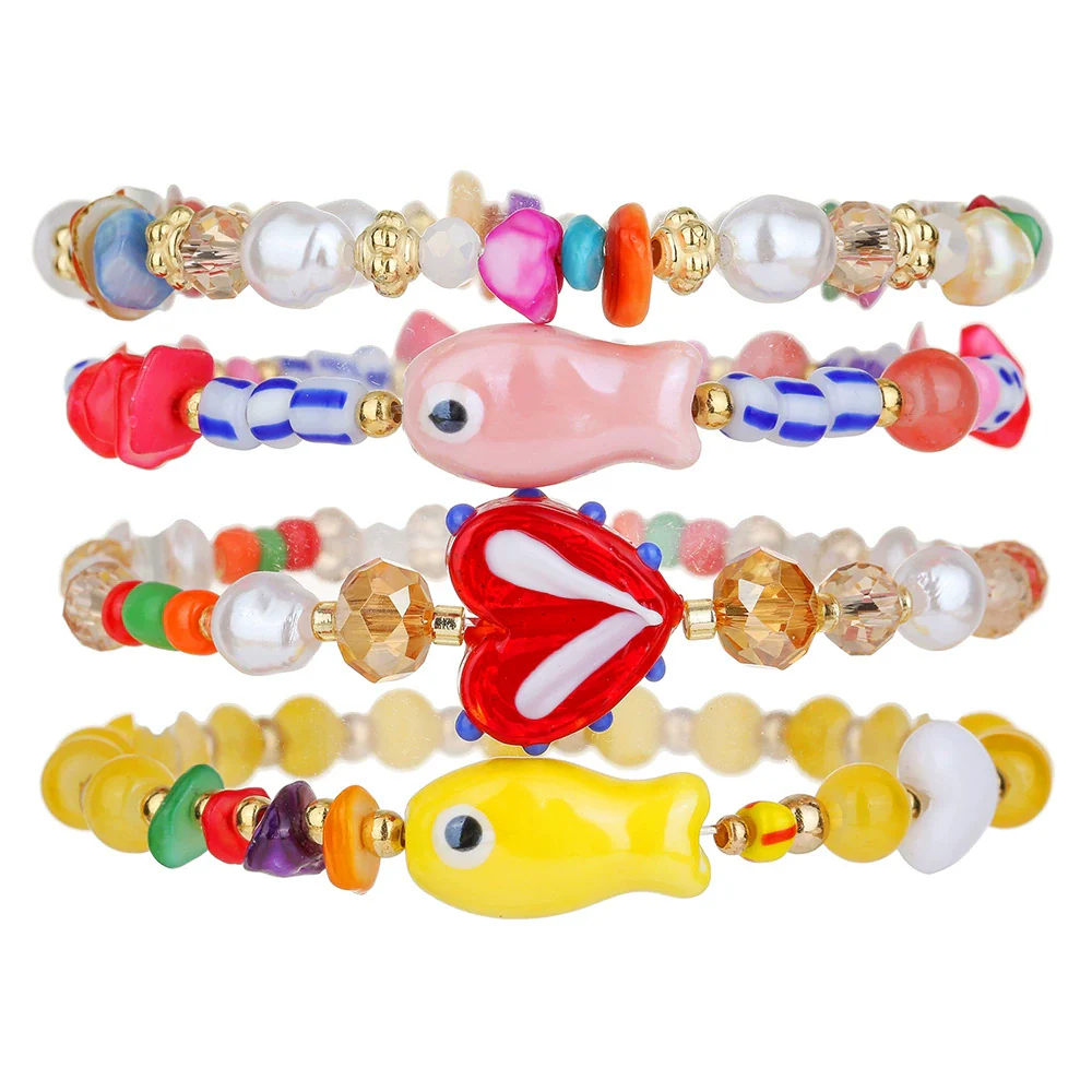 Handmade Ceramic Imitation Pearl Glass Geometric Beaded Bracelet For Men - Image 8