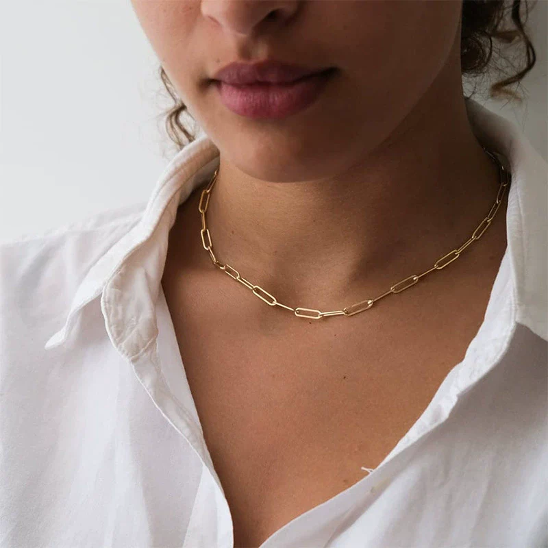 Handmade Copper Plated Real Gold Geometric Style Women's Retro Necklace Jewelry Wholesale