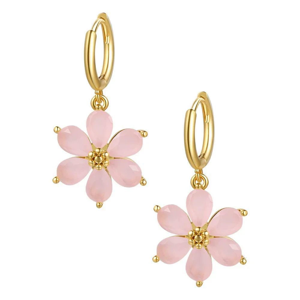 Handmade Copper Women's Flower Earrings With Real Gold Plating And Zirconium Accents - Image 10