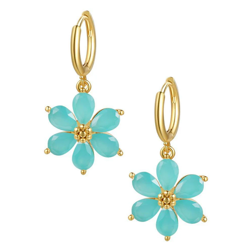 Handmade Copper Women's Flower Earrings With Real Gold Plating And Zirconium Accents - Image 11