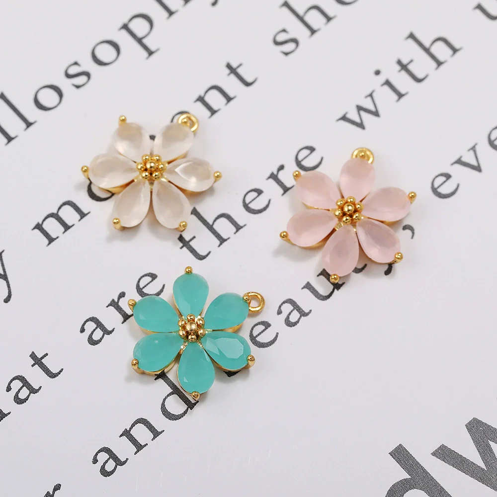 Handmade Copper Women's Flower Earrings With Real Gold Plating And Zirconium Accents - Image 2
