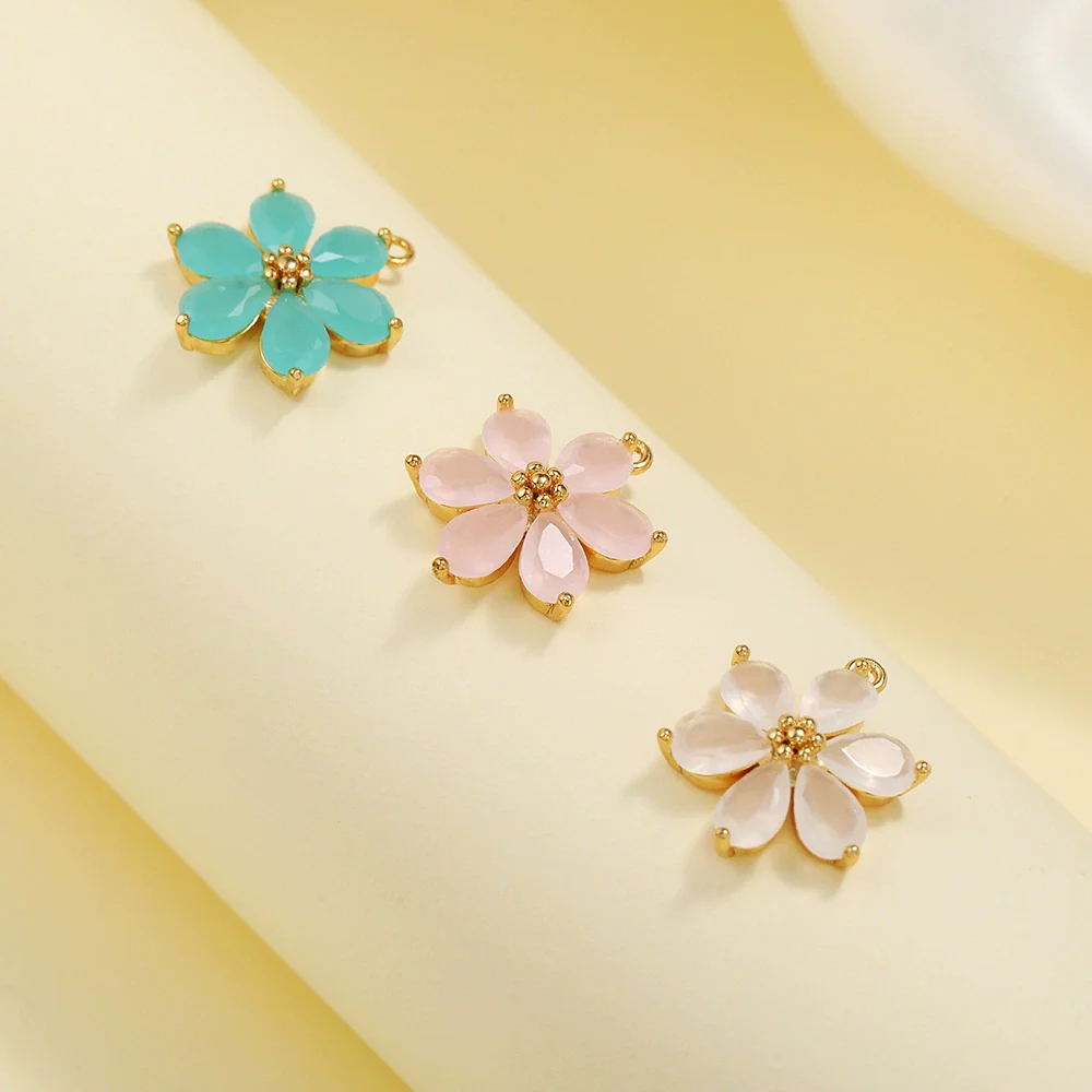 Handmade Copper Women's Flower Earrings With Real Gold Plating And Zirconium Accents - Image 4