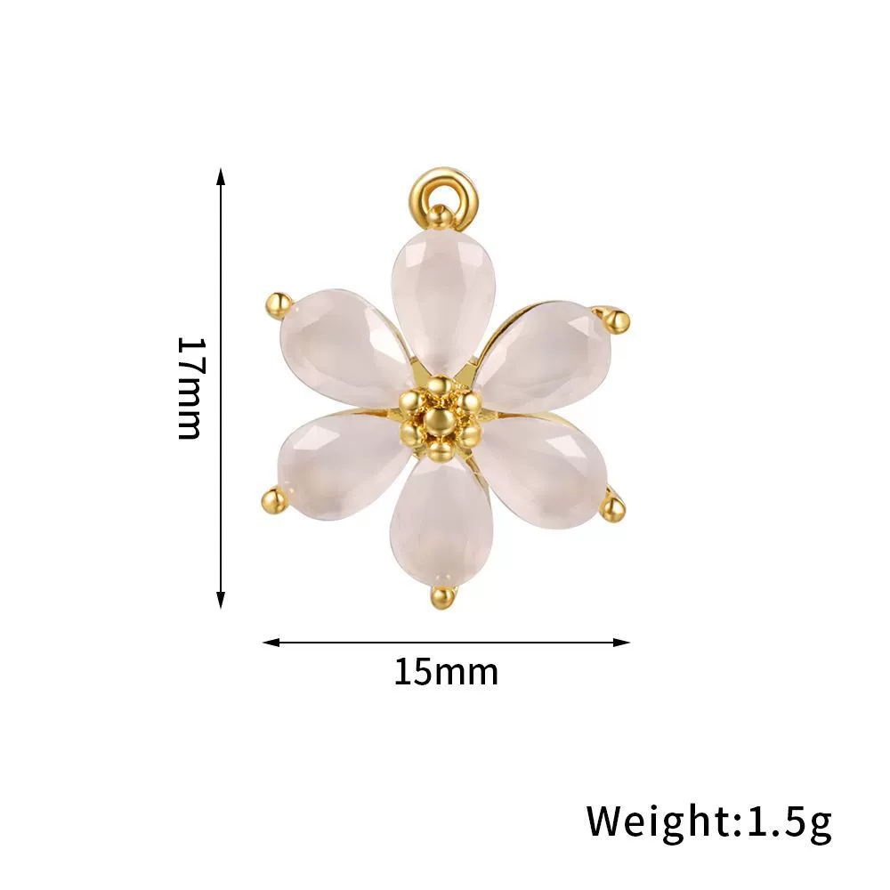 Handmade Copper Women's Flower Earrings With Real Gold Plating And Zirconium Accents - Image 5