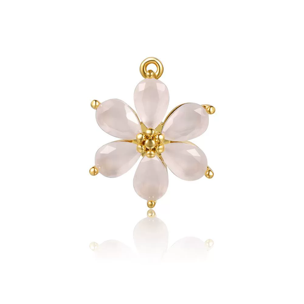Handmade Copper Women's Flower Earrings With Real Gold Plating And Zirconium Accents - Image 6