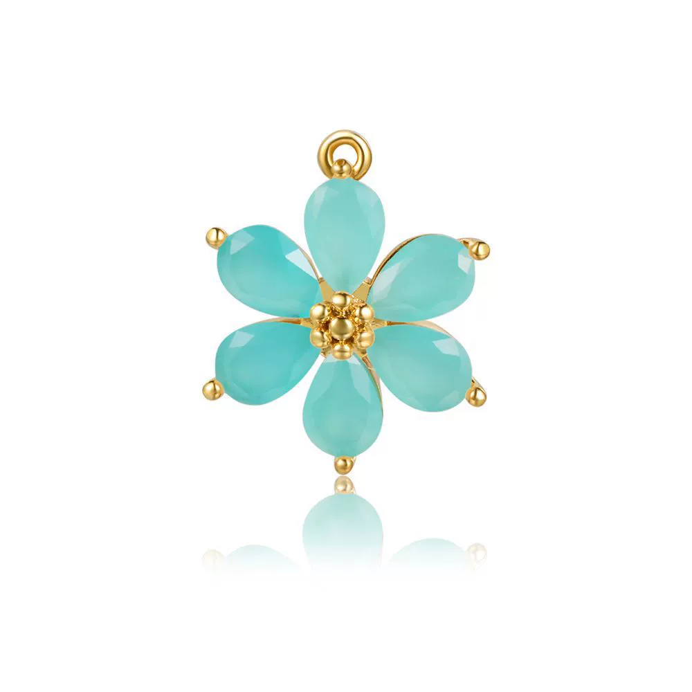 Handmade Copper Women's Flower Earrings With Real Gold Plating And Zirconium Accents - Image 7
