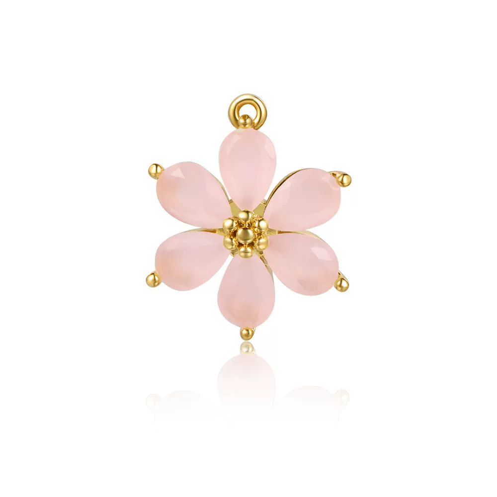 Handmade Copper Women's Flower Earrings With Real Gold Plating And Zirconium Accents - Image 8