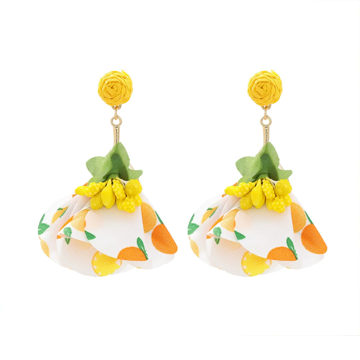 Handmade Fabric Flower Fashion Exaggerated Earrings For Women - Image 7