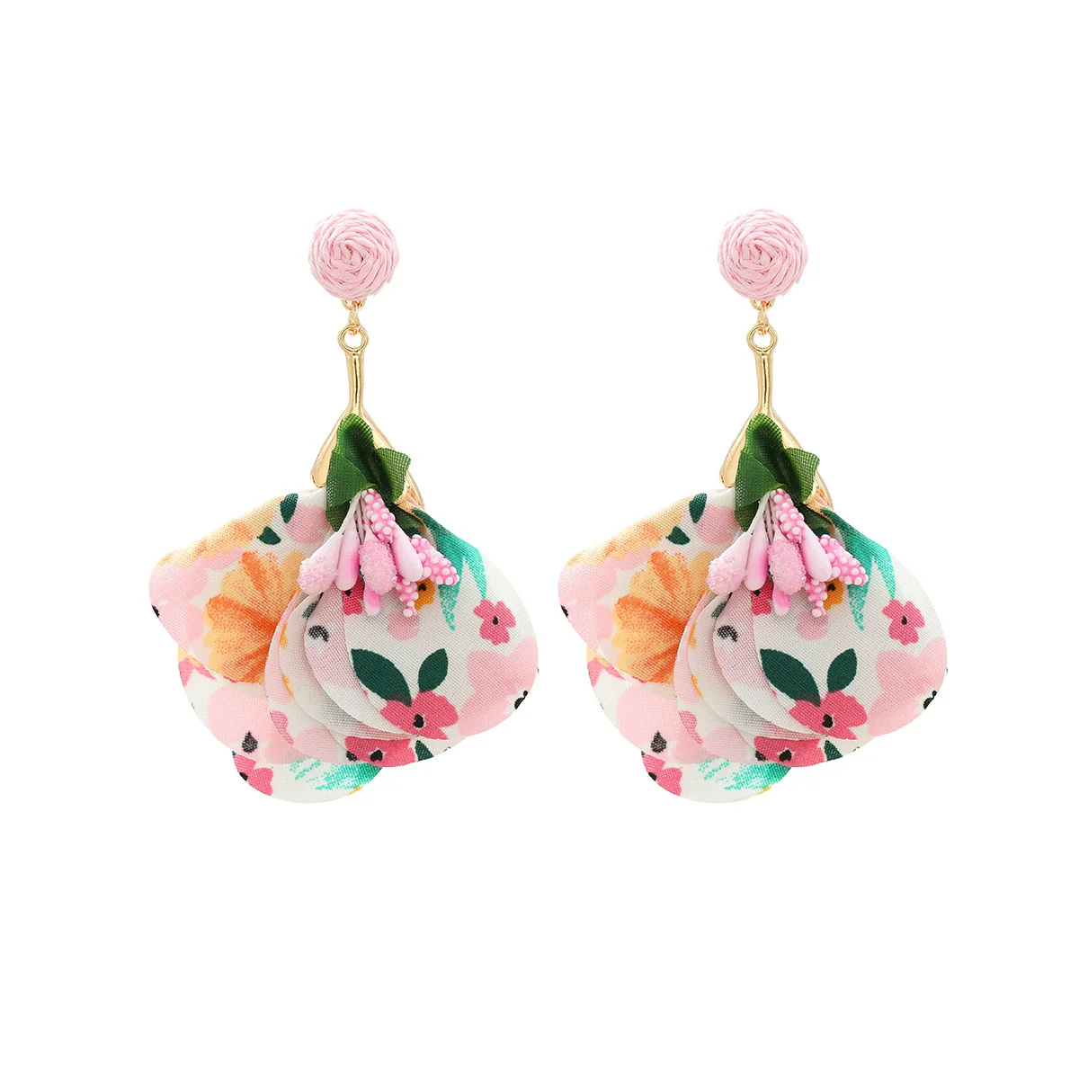 Handmade Fabric Flower Fashion Exaggerated Earrings For Women - Image 9