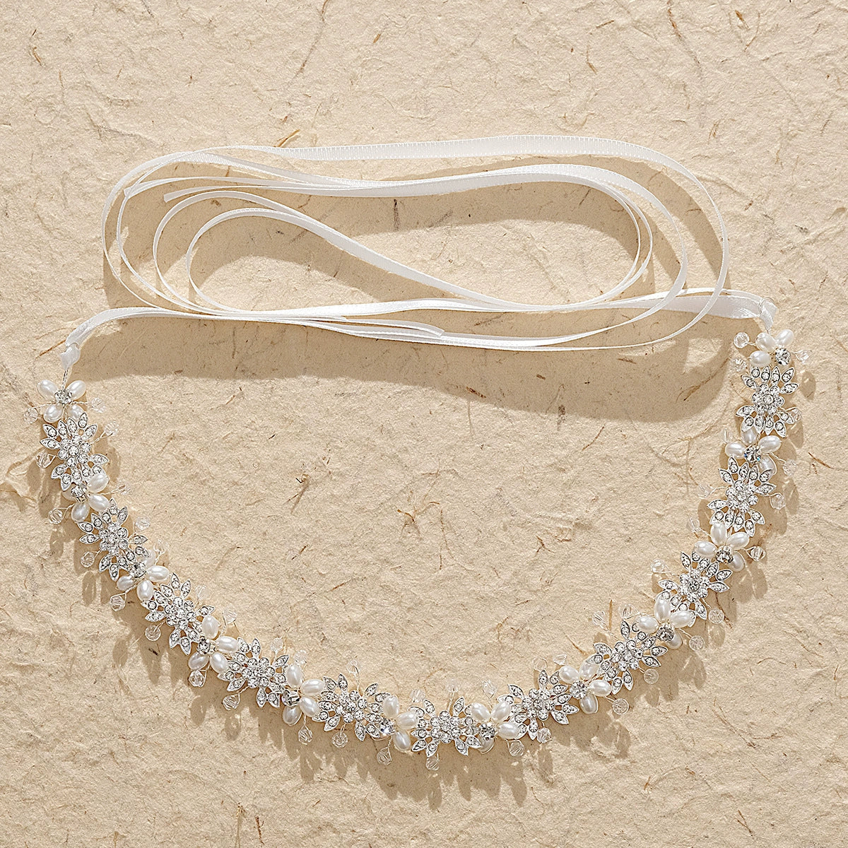 Handmade Fashion Women's Headwear Alloy Rhinestone Pearl Hair Band With Star Pattern For Wedding