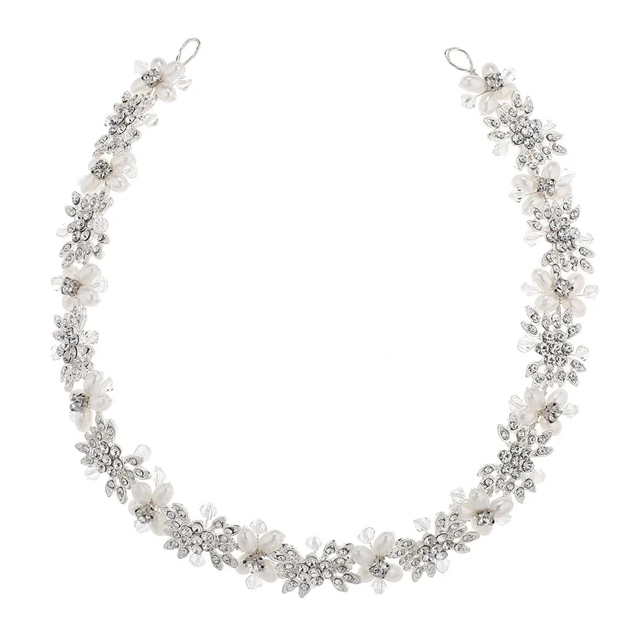 Handmade Fashion Women's Headwear Alloy Rhinestone Pearl Hair Band With Star Pattern For Wedding - Image 4