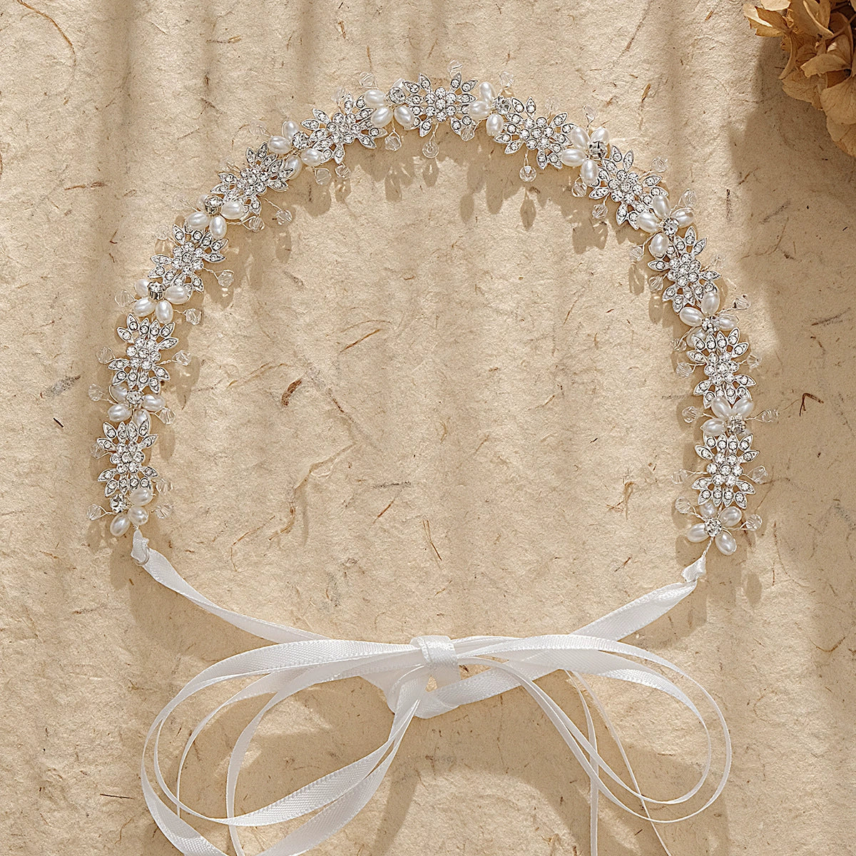 Handmade Fashion Women's Headwear Alloy Rhinestone Pearl Hair Band With Star Pattern For Wedding - Image 5