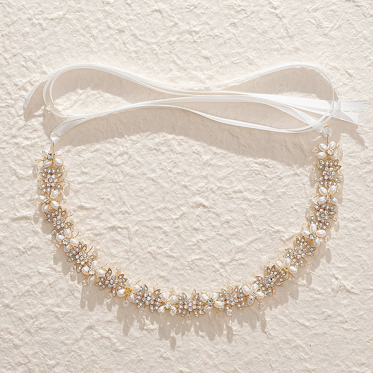 Handmade Fashion Women's Headwear Alloy Rhinestone Pearl Hair Band With Star Pattern For Wedding - Image 6
