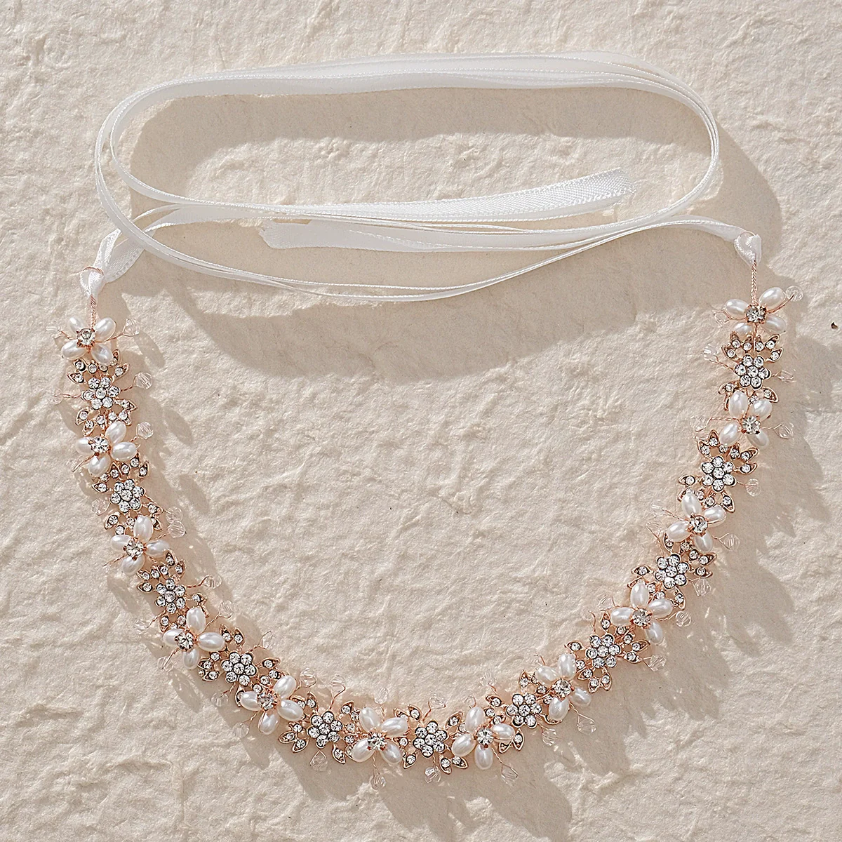 Handmade Fashion Women's Headwear Alloy Rhinestone Pearl Hair Band With Star Pattern For Wedding - Image 7