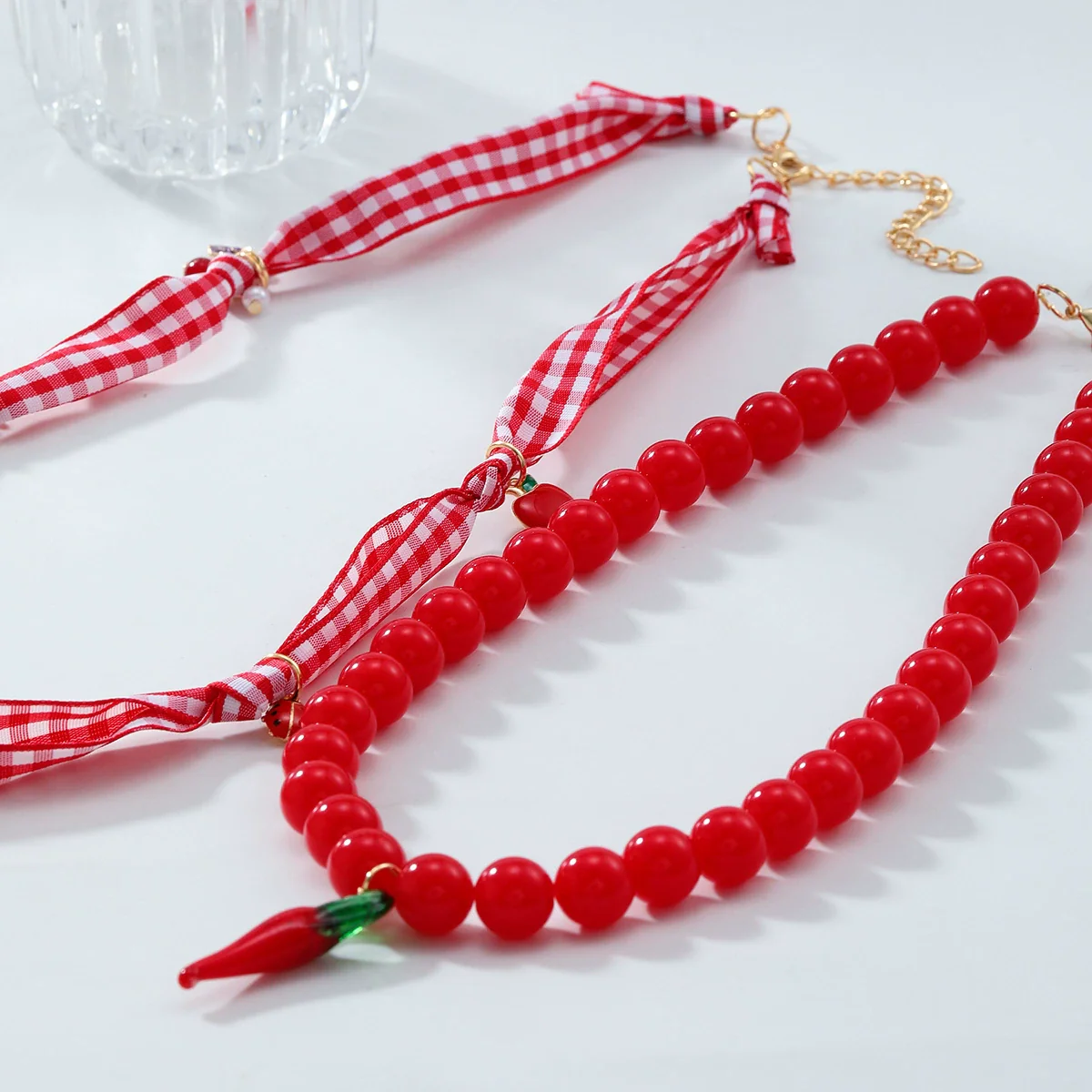 Handmade Fruit Shaped Artificial Crystal Necklace Fashion Style Hand Knitting Craft For Women - Image 3