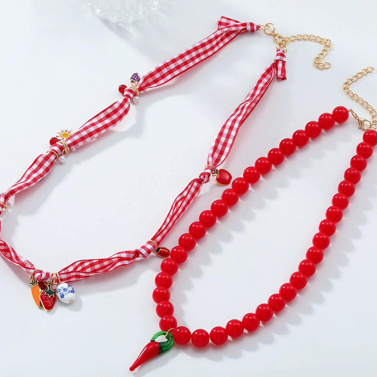 Handmade Fruit Shaped Artificial Crystal Necklace Fashion Style Hand Knitting Craft For Women - Image 4