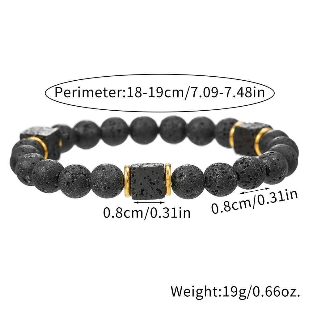 Handmade Geometric Black Frosted Volcanic Stone Bracelet Unisex Hand Jewelry Accessories - Image 4