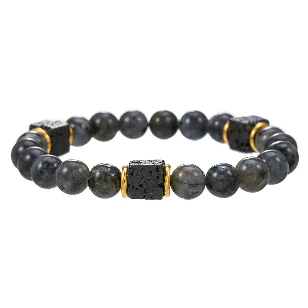 Handmade Geometric Black Frosted Volcanic Stone Bracelet Unisex Hand Jewelry Accessories - Image 5