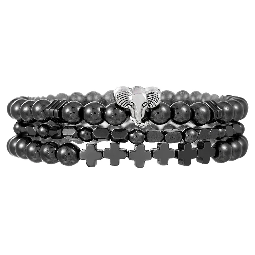 Handmade Geometric Black Iron Stone Bracelet For Couple - Image 14