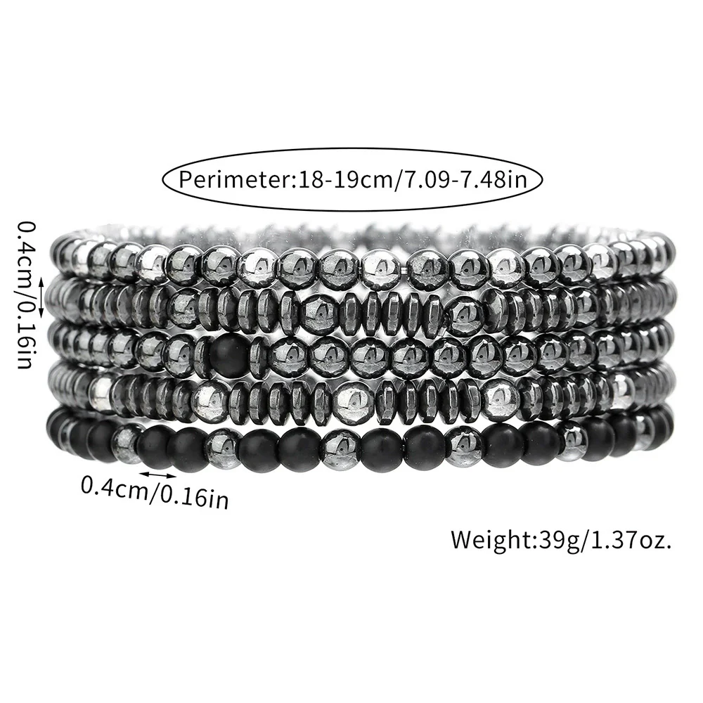 Handmade Geometric Black Iron Stone Bracelet For Couple - Image 5