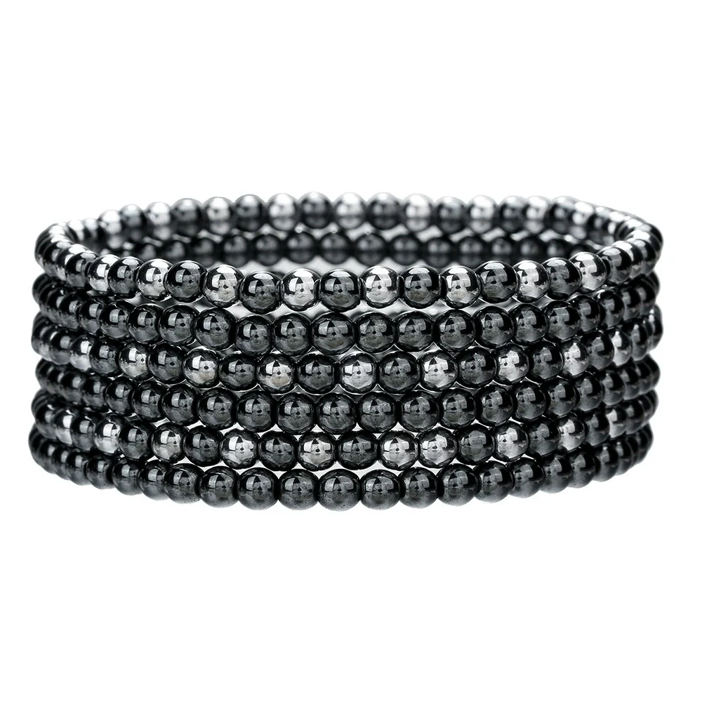 Handmade Geometric Black Iron Stone Bracelet For Couple - Image 9