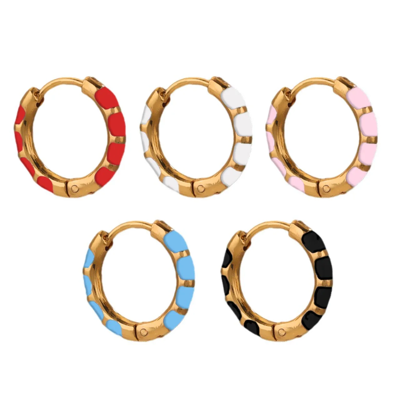 Handmade Geometric Stainless Steel Ear Buckle With Enamel Color And Oil Drop Design For Unisex - Image 4
