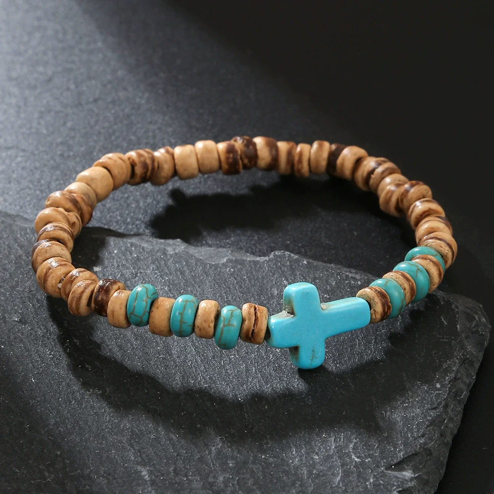 Handmade Geometric Style Unisex Bracelet Jewelry With Black Gallstone And Turquoise - Image 14