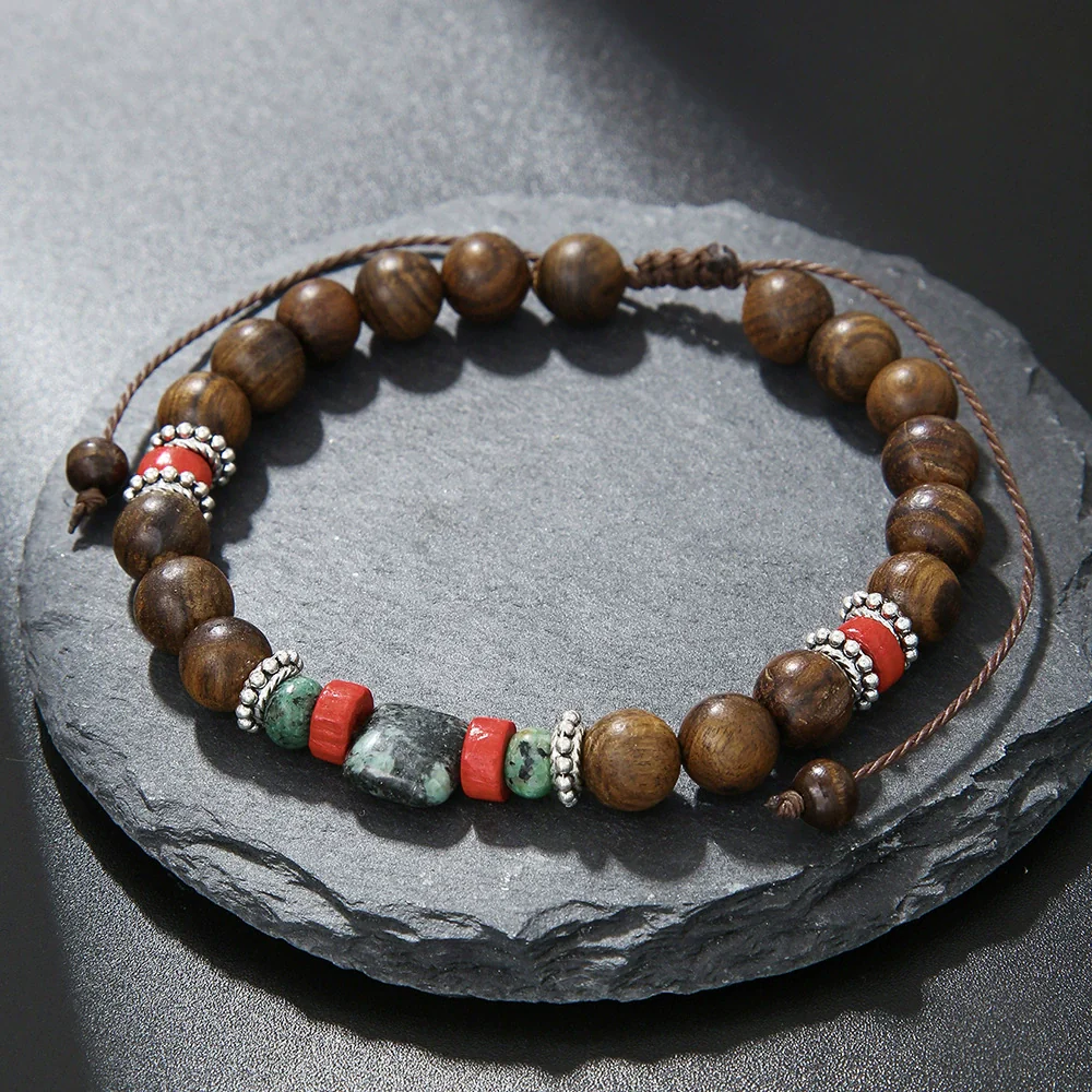 Handmade Geometric Style Unisex Bracelet Jewelry With Black Gallstone And Turquoise - Image 17