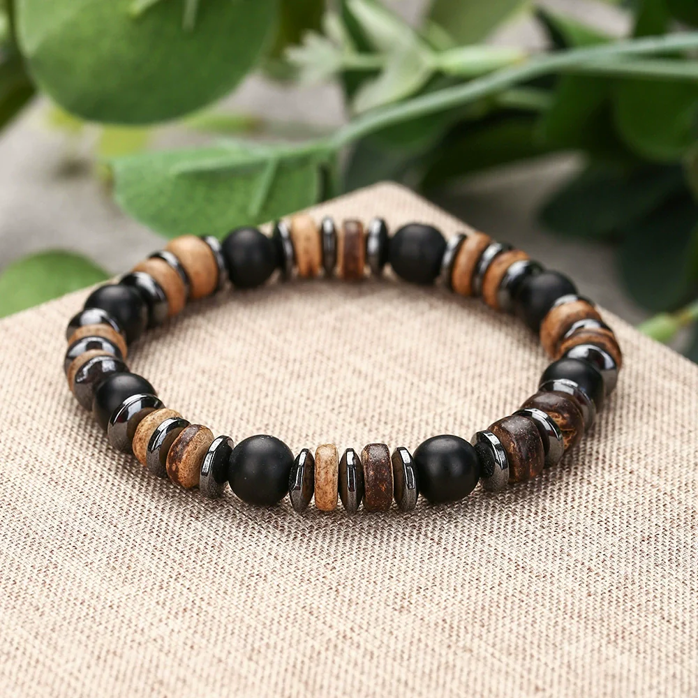 Handmade Geometric Style Unisex Bracelet Jewelry With Black Gallstone And Turquoise - Image 18