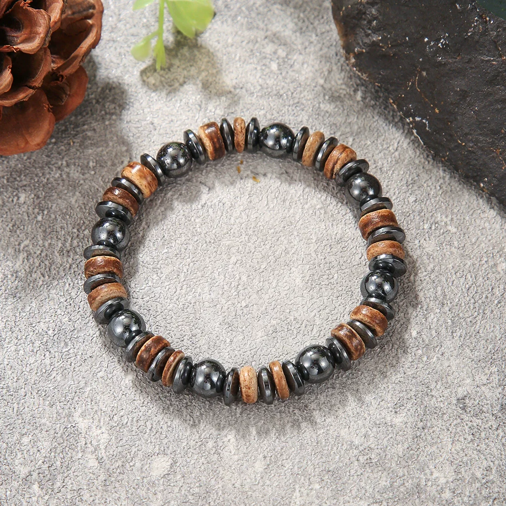 Handmade Geometric Style Unisex Bracelet Jewelry With Black Gallstone And Turquoise - Image 19